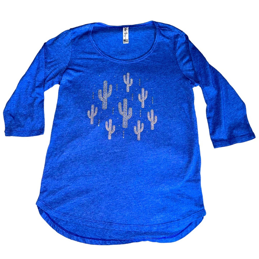 Cactus Swarovski blue blouse - small